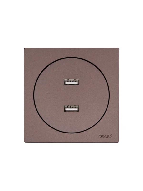 Розетка 2-м СП OSEN USB разъем механизм шоколад LEZARD 743-7388-192