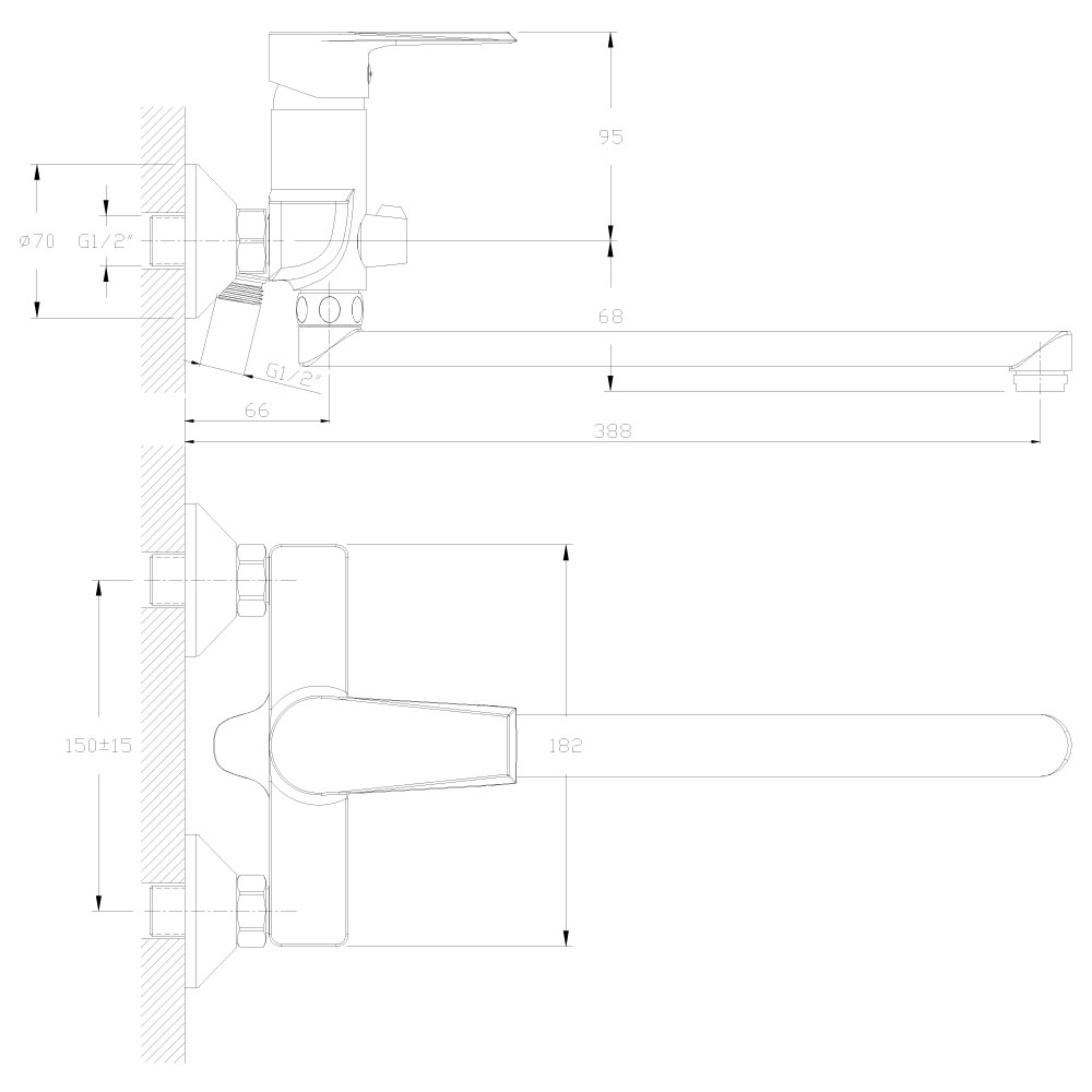 Смеситель для ванны Rossinka RS28 (RS28-33)