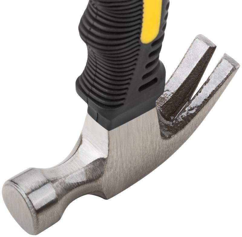 Молоток-гвоздодер укороченный 25мм 225г фибергласовая обрезиненная ручка FIT 44770