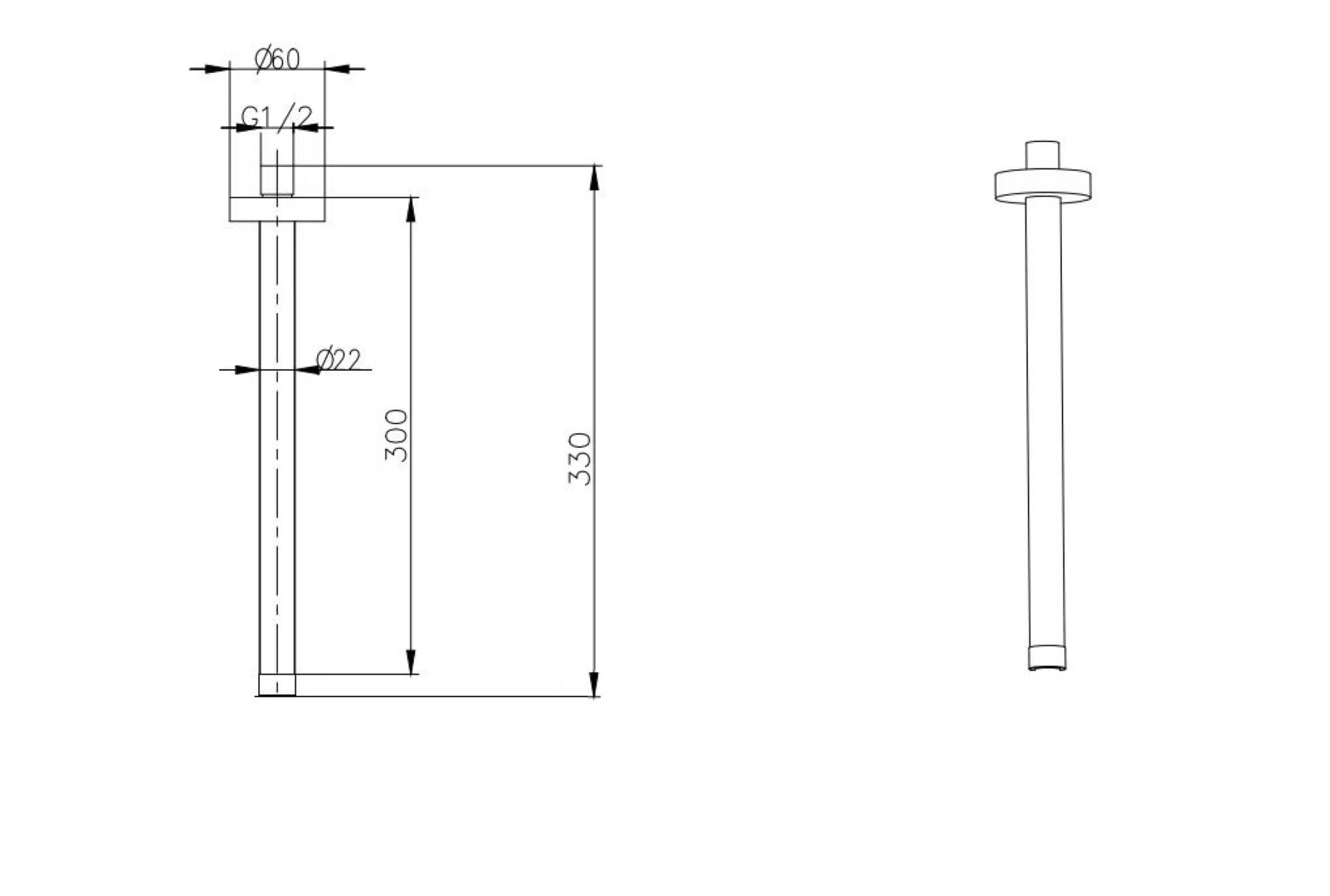 Держатель верхнего душа потолочный UNO COPPER BRUSHED