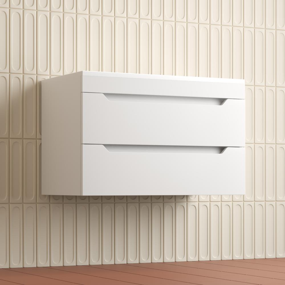 Тумба подвесная "Остин" под раковину Фортуна 80 2 ящ белый эмаль PLUS