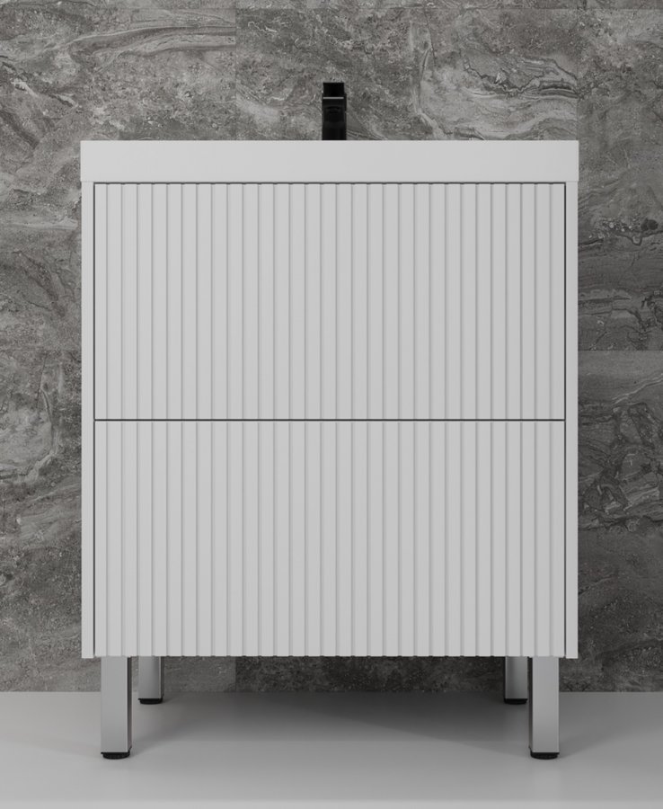 Тумба напольная "Стокгольм 70", Classic 70, (2 ящ.) белый рифленый софт, PUSH