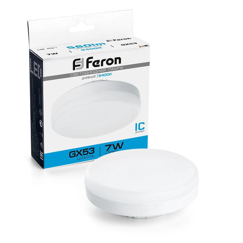Лампа светодиодная 7Вт 230В GX53 6400К LB-451 FERON 25866