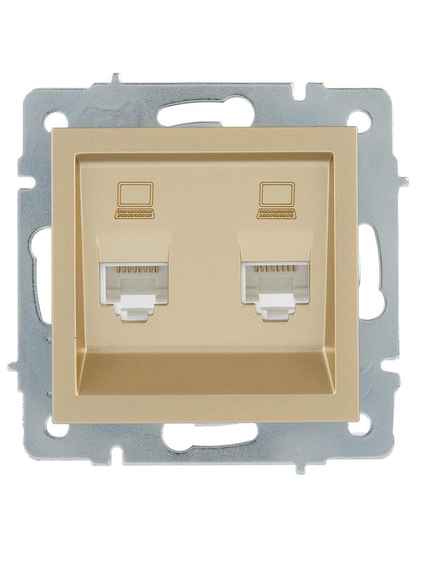 Розетка компьютерная двойн. VESNA зол. LEZARD 742-3688-141