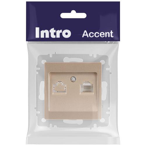 Розетка компьютерная 1-м СП Accent 6-303-04 RJ45 IP20 шампань Intro Б0063632