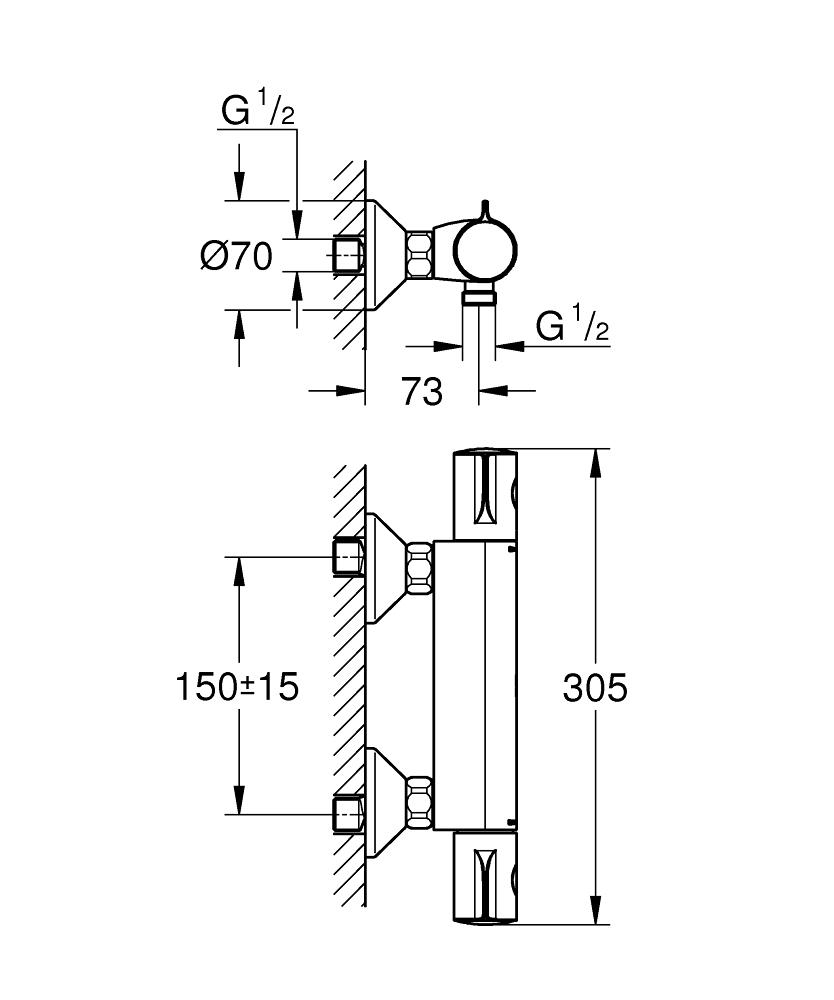 34562000 Коллекция Grohe Термостат для душа GROHE Grohtherm 800, хром