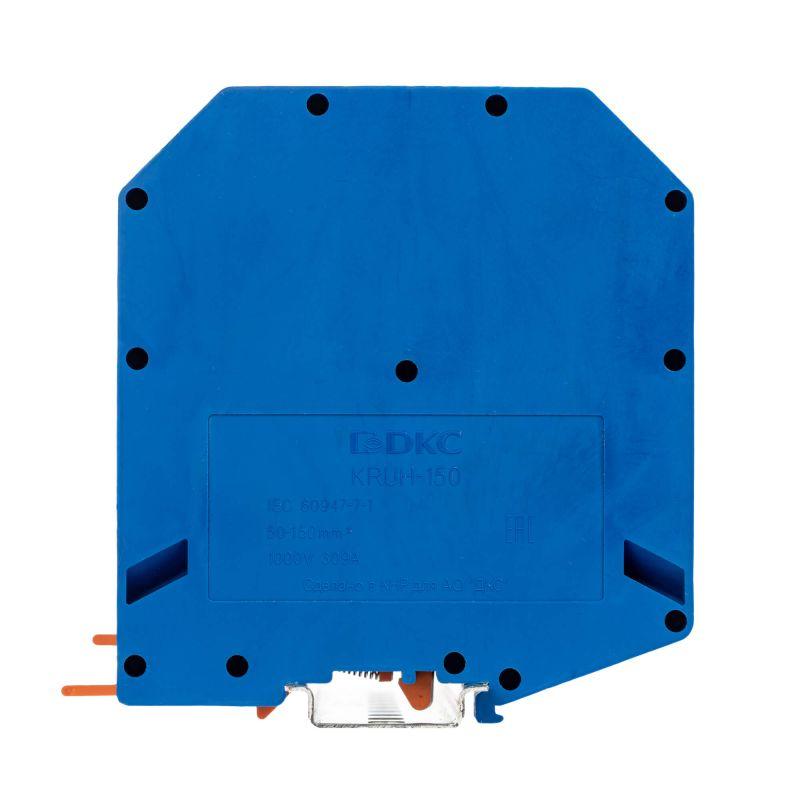 Клемма проходная винтовой зажим 2 точки подключения 150кв.мм син. DKC KRUH-150-BU