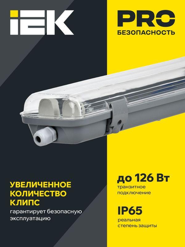 Светильник ДСП 2202 под LED лампу 2хT8 1200мм IP65 IEK LDSP0-2202-2X120-K01