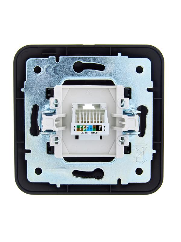 Розетка компьютерная 1-м СП ASTI IP20 RJ45 в сборе Cat 5e черн. бархат LEZARD 7081-4242-139