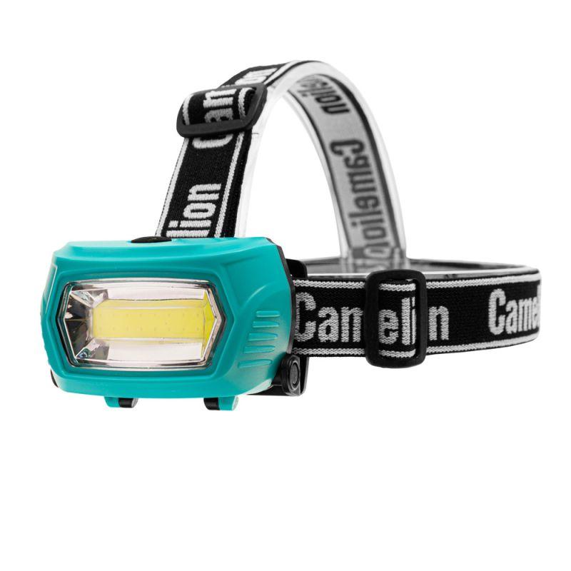 Фонарь налобный LED53410 аккум. 3.7В COB 3Вт 3 реж. 3 x AAA Type-C бокс зел. Camelion 15761