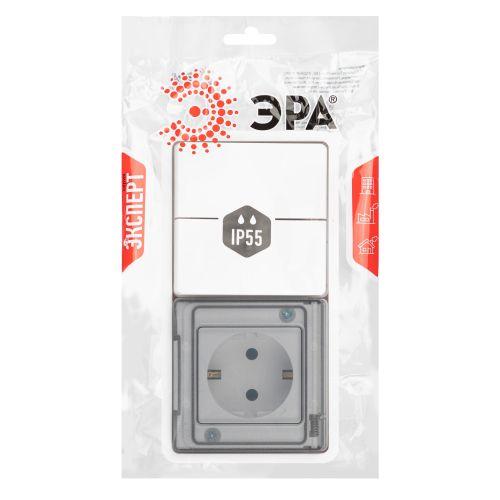 Блок СП Эксперт 11-7522-01 (розетка + выключатель) 16A IP55 250В 10AX двойн. бел. Эра Б0063274