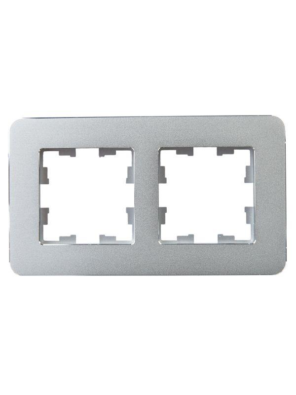 Рамка 2-м BRITE РУ-2-1-Бр метал. алюм. RE IEK BR-M22-M-01-K47