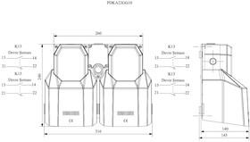 Педаль двойная 2x(1НО+1НЗ) + 2x(1НО+1НЗ) 2 скорости с фиксацией с защитным кожухом (алюм.) желт. цвета основание для рукояти (250В AC 4А) IP65 EMAS PDKA22GG12