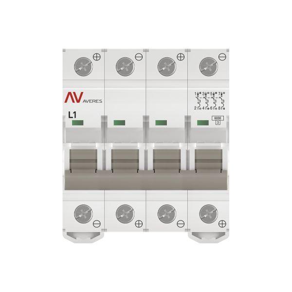 Выключатель автоматический модульный 4п L 1А 6кА AV-6 DC AVERES EKF mcb6-DC-4-01L-av