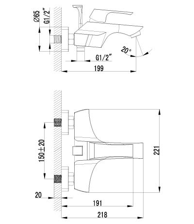 Смеситель для ванны Lemark Unit (LM4502C)