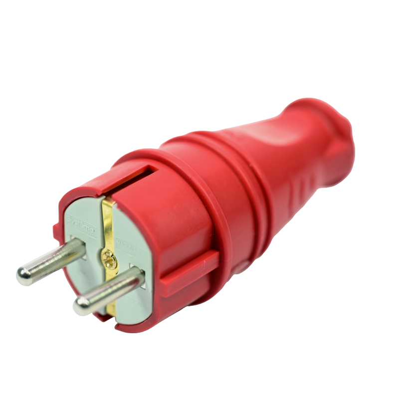 Вилка прямая 16А 2P+E 250В IP44 MultiSet каучук красн. SE MST4401RD