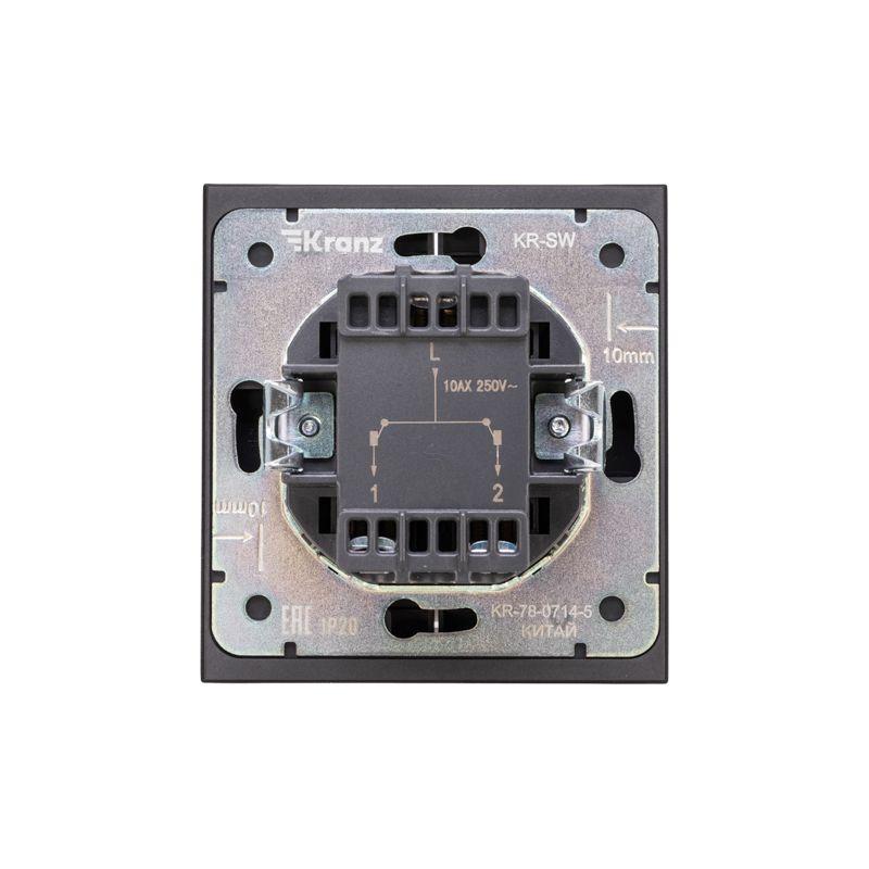 Выключатель 2-кл. СП STRONG MIELE 10А с подсветкой антрацит Kranz KR-78-0714-5