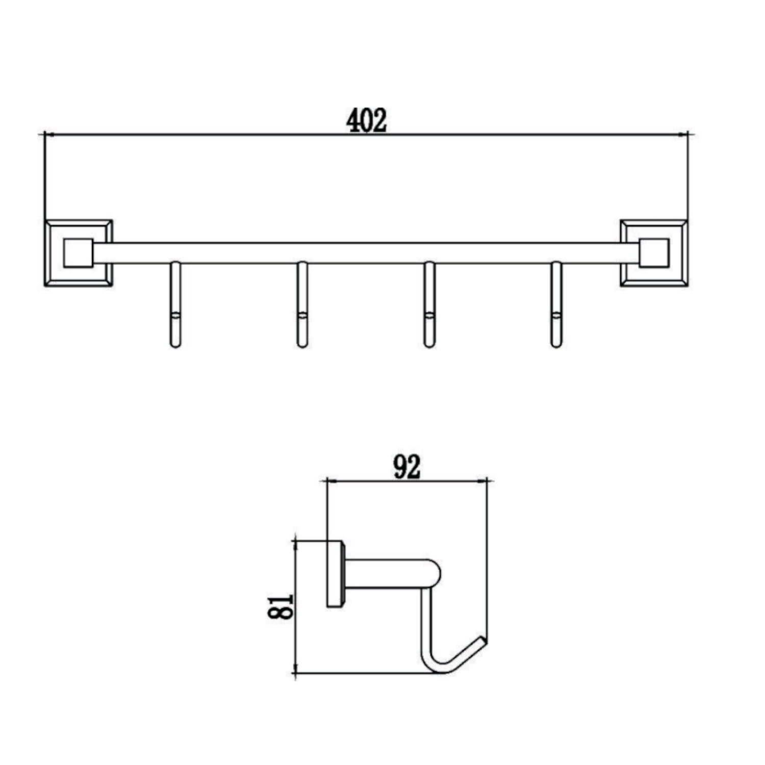 Планка с крючками Savol S-009574, хром