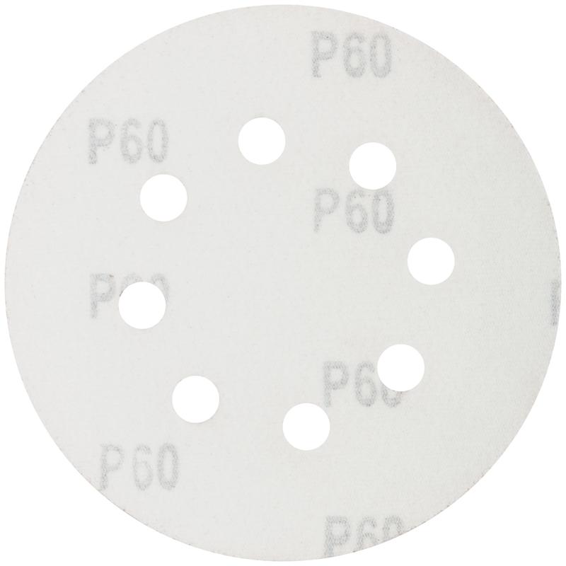 Круг шлифовальный с отверстиями (липучка) 125мм Р 60 алюм./оксидные (уп.5шт) КУРС 39783