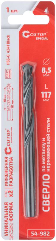 Сверло по металлу Special HSS-G 8.5х117/67мм Cutop 54-982