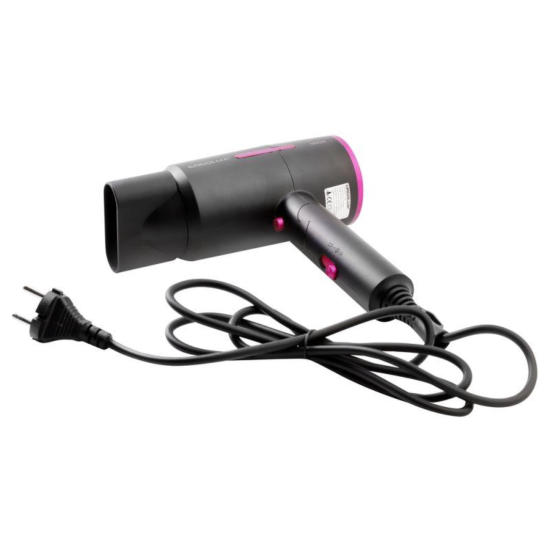 Фен со складной ручкой ELX-HD13-C02 PRO 1600Вт 220-240В черн./роз. Ergolux 15209