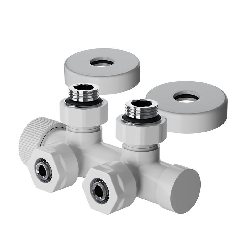 Узел нижнего подключения термостатический угловой Design Pro 15мм М30х1.5 бел. Royal Thermo НС-1646651