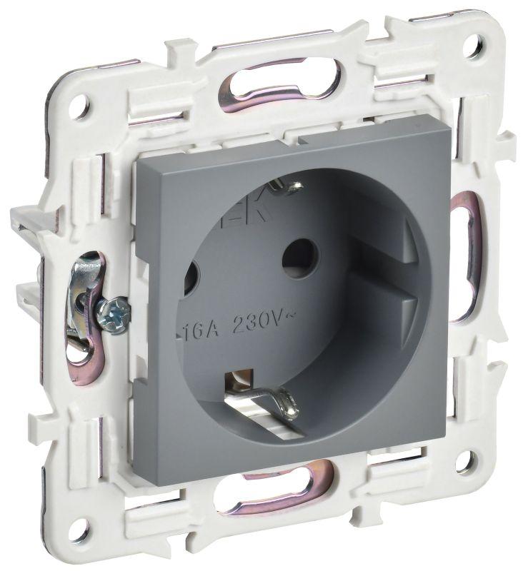 Розетка SKANDY 16А с заземл. защ. шторки SK-R04Gr сер. IEK SK-R14-16-K03