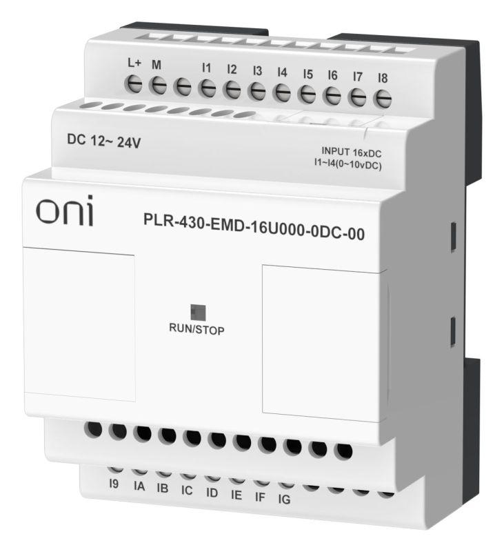 Модуль расширения входов выходов ПЛК 430 12 DI 4 UI (0-10В/DI) 24В DC ONI PLR-430-EMD-16U000-0DC-00