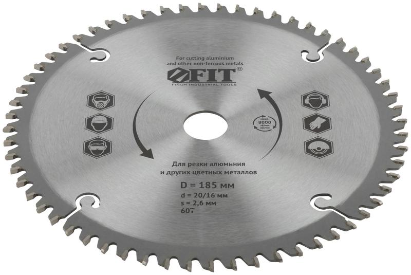 Диск пильный для циркулярных пил по алюм. 185х20/16х60T FIT 37790