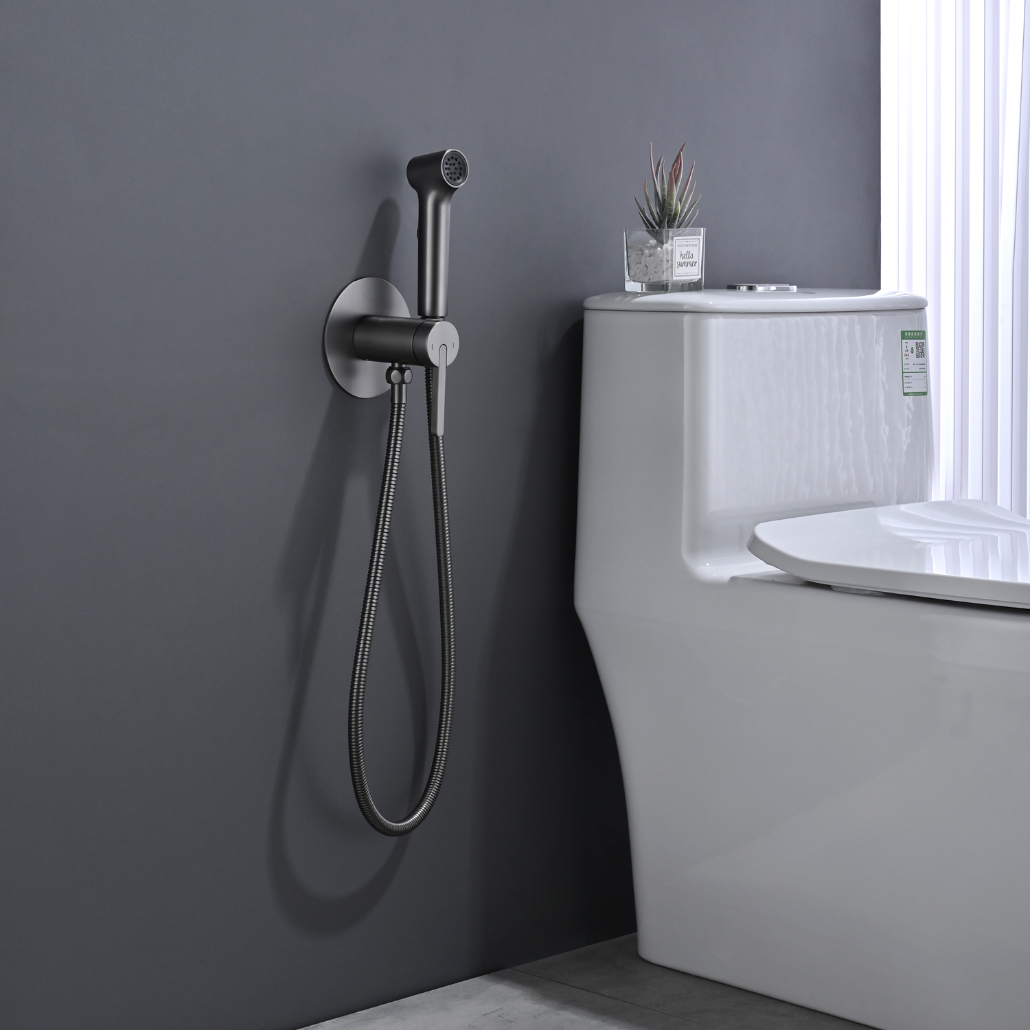 Гигиенический душ со смесителем Rose R235T, оружейная сталь