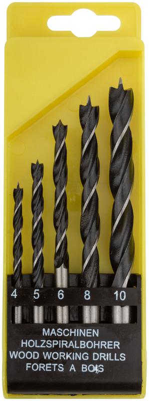 Набор сверл по дереву пластиковый бокс 5шт (4-5-6-8-10мм) FIT 36101