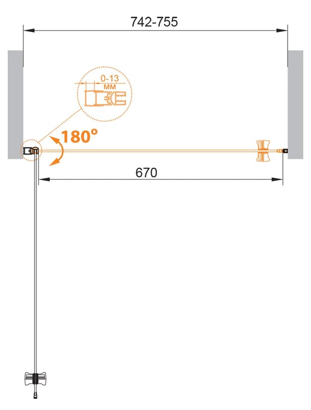 Душевая дверь CEZARES ECO-O-B-1-75-C-Cr