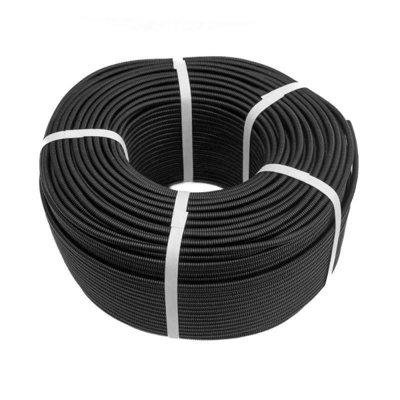 Труба гофрированная ПА dвн 5.0мм dнар 7.2мм безгалоген. (HF) разрезная черн. (уп.500м) Промрукав PR02.0363