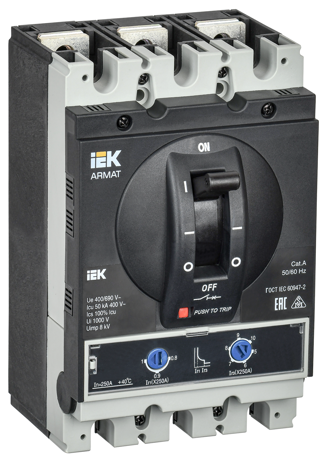 Автоматический выключатель в литом корпусе ARMAT 3P типоразмер G 50кА 250А расцепитель термомагнитный регулируемый