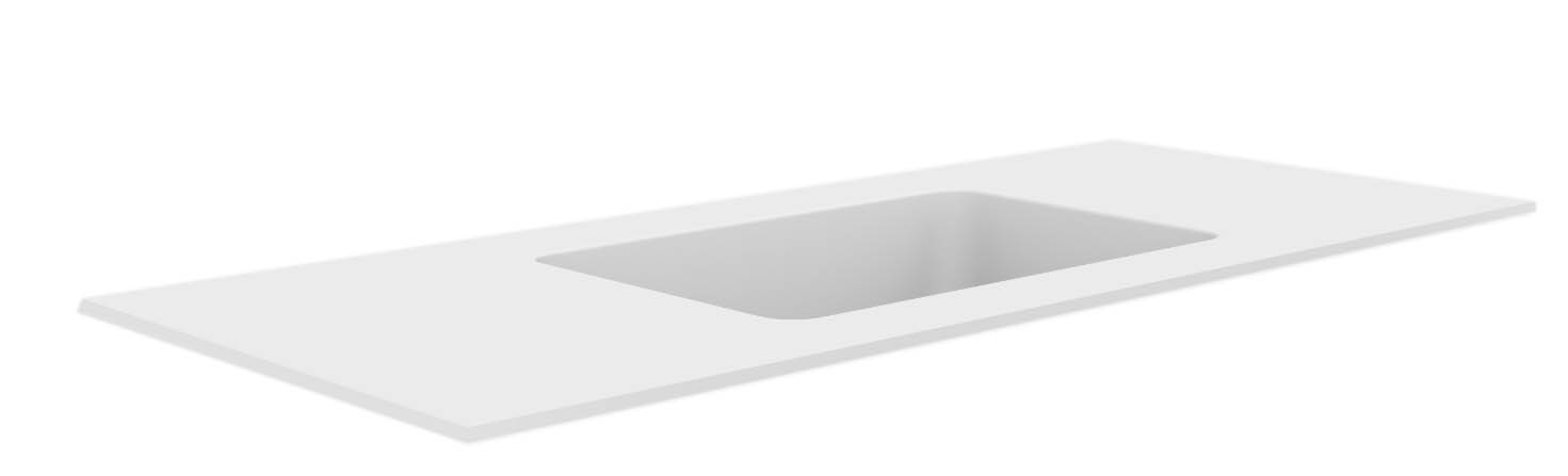 QUATRO 120 раковина-моноблок WHITE (чаша по центру) 1210*52*12 акрил