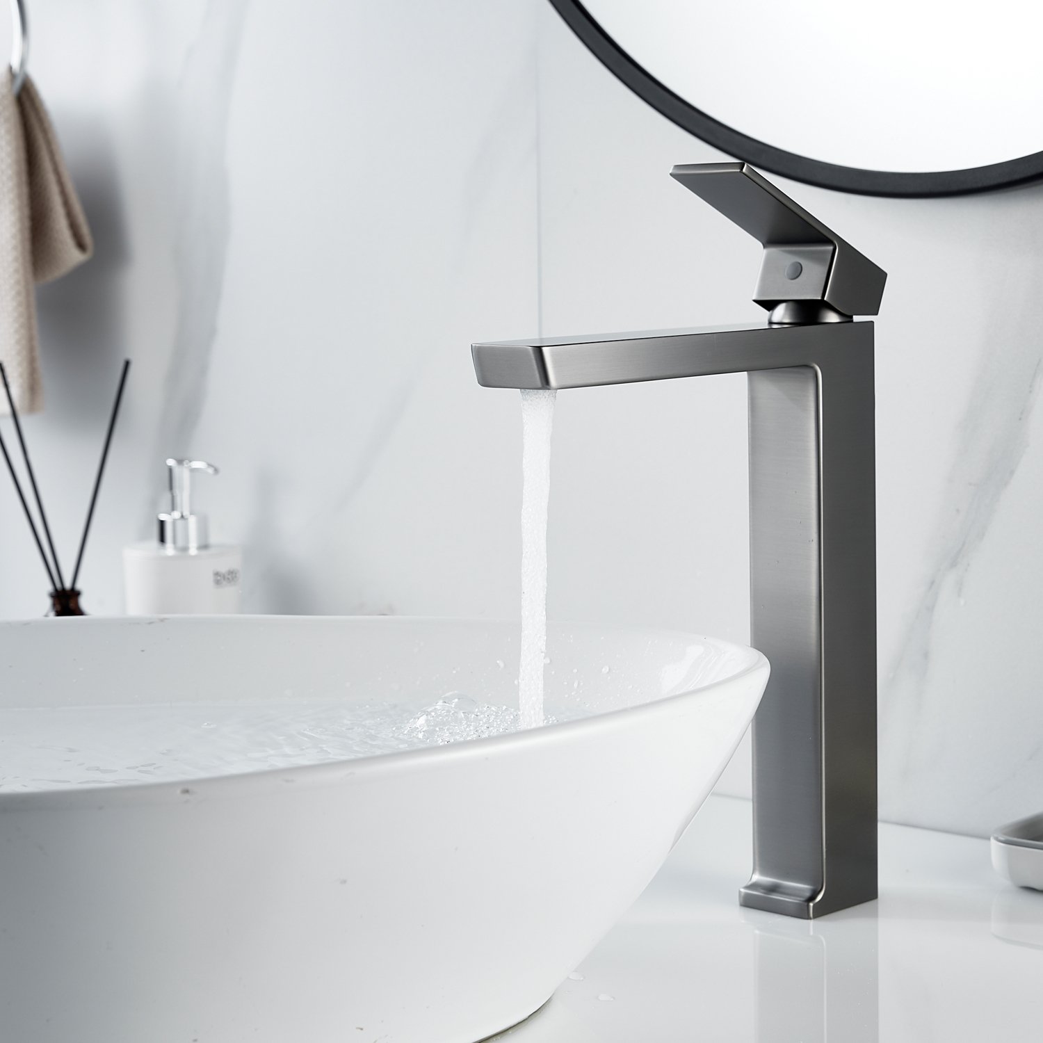 Смеситель для раковины высокий Rose R18T R1811T-1, оружейная сталь