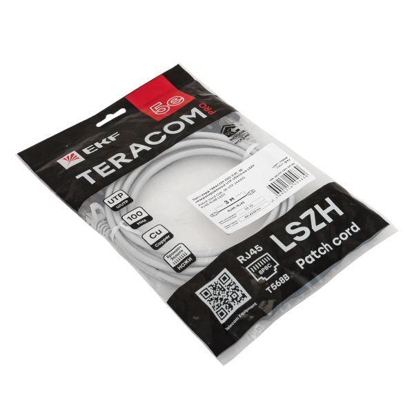 Патч-корд кат.5E UTP неэкранир. LSZH сер. 3.0м TERACOM PRO EKF TRP-5EUTP-LSH-3M-GY