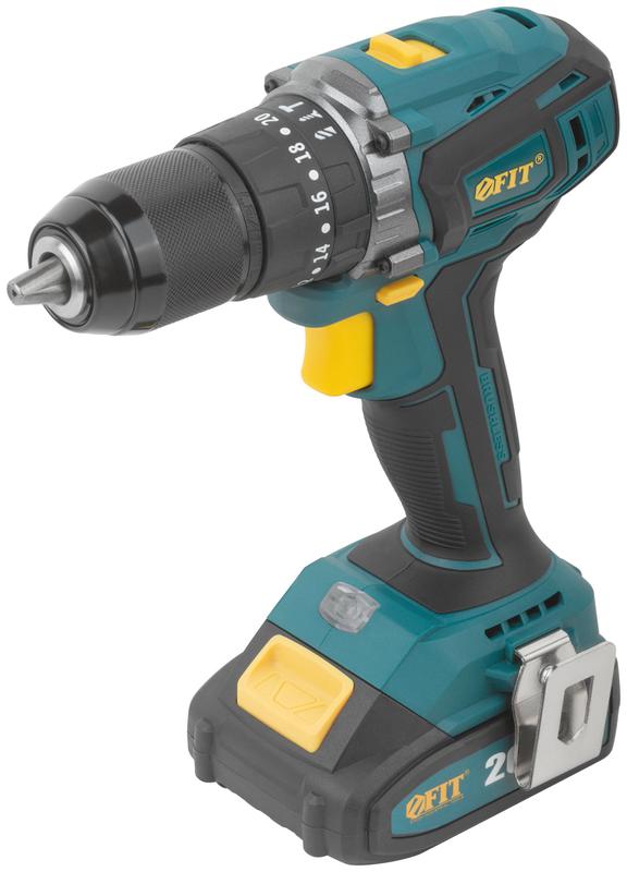 Дрель-шуруповерт аккумуляторная бесщеточная 20В 1600об/мин 55Нм 2 (Li-Ion) 2.0А.ч FIT 79903