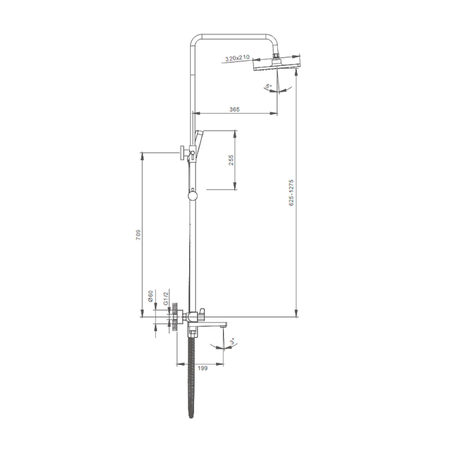 Душевая система Splenka S02.24.06, черный