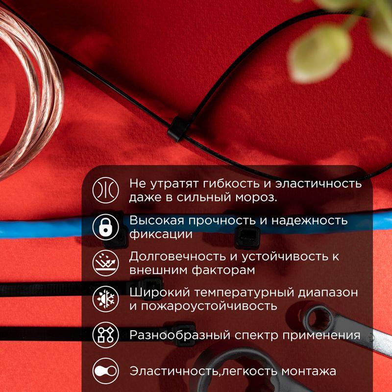 Хомут морозостойкий 300x4.8мм черн. (уп.100шт) Rexant 87-1302