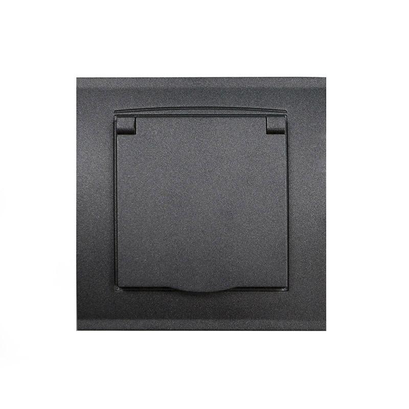 Розетка 1-м СП Бриллиант 16А IP20 с заземл. с крышкой в сборе графит Universal 7947649-Gr