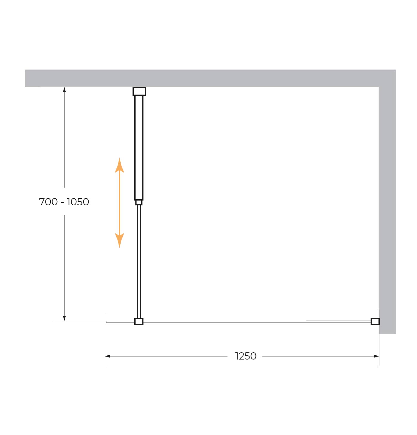 Душевая перегородка CEZARES LIBERTA-L-1-125-C-NERO