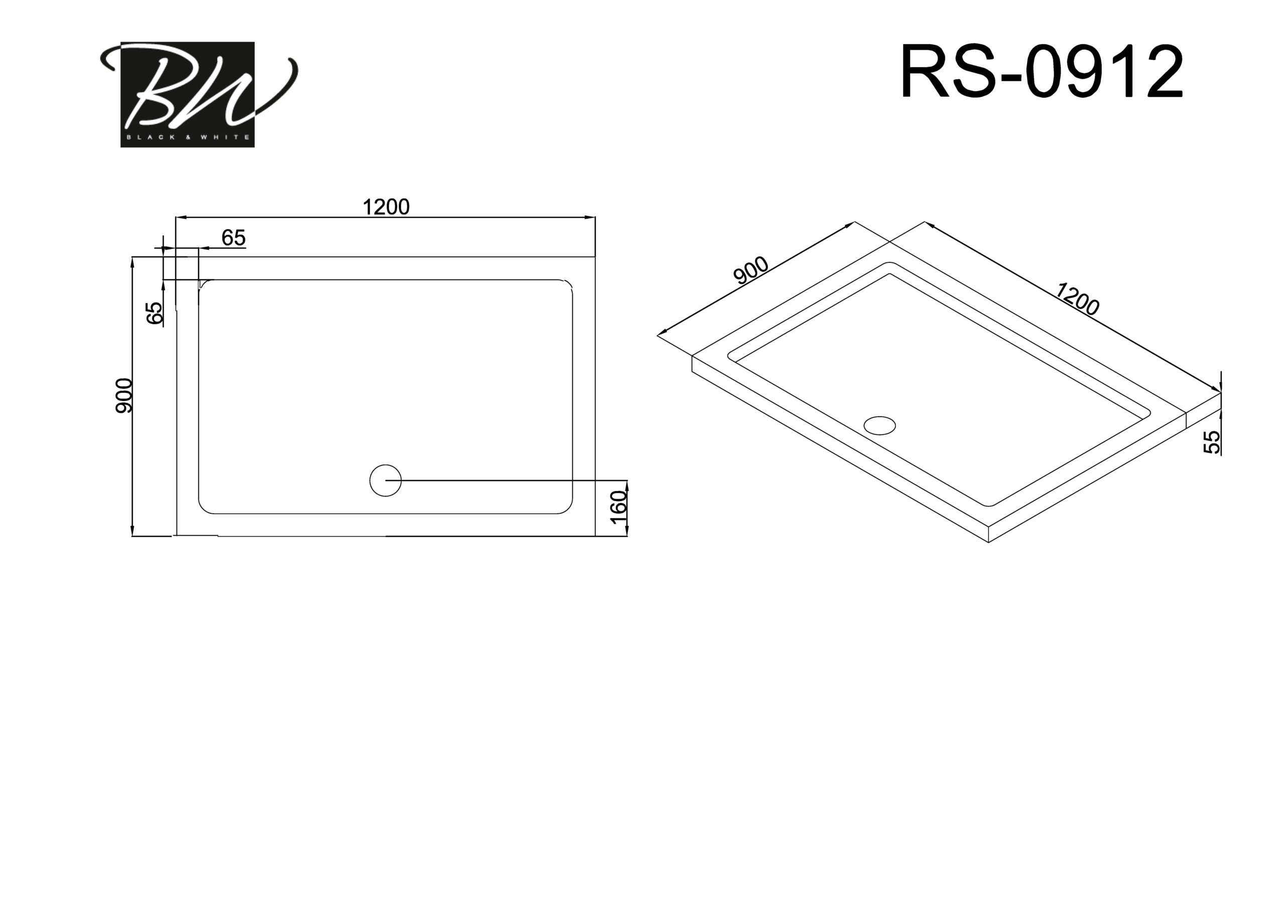 Поддон для душа Black&White RS-0912