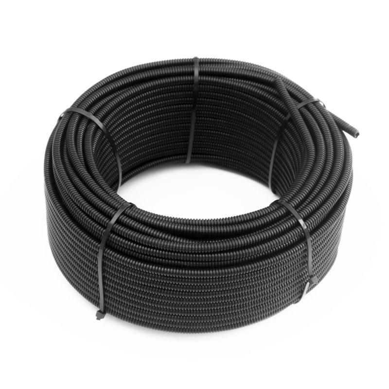 Труба гофрированная ПА dвн 5.0мм dнар 7.2мм безгалоген. (HF) стойкая к УФ разрезная черн. (уп.50м) Промрукав PR02.0306