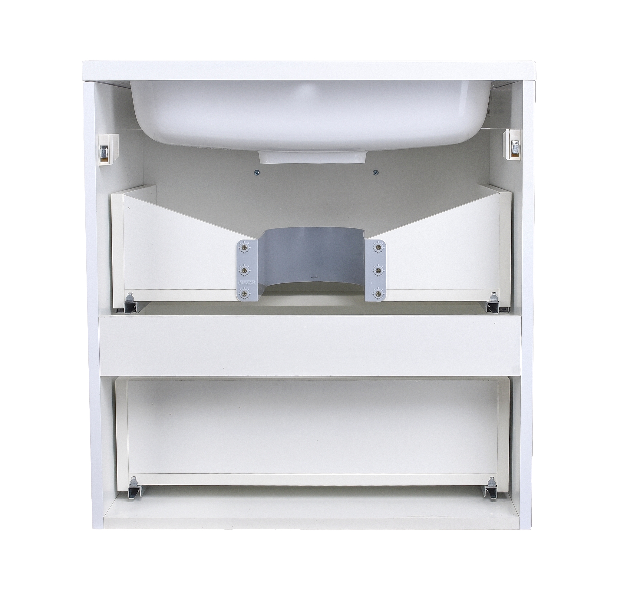 Тумба подвесная "Каре 70" (2 ящ.) Люкс белая, PLUS