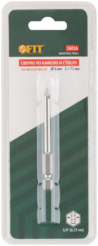 Сверло по кафелю шестигранный U-хвостовик под биту 6мм FIT 36016