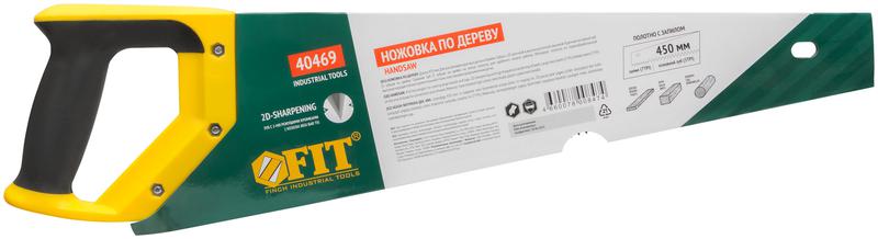 Ножовка по дереву крупный кален.зуб 5 ТPI с запилом 7 ТPI 2D заточка пласт.прорезинен.ручка 450мм FIT 40469