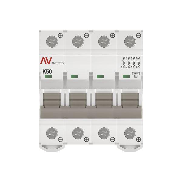 Выключатель автоматический модульный 4п K 50А 10кА AV-10 DC AVERES EKF mcb10-DC-4-50K-av
