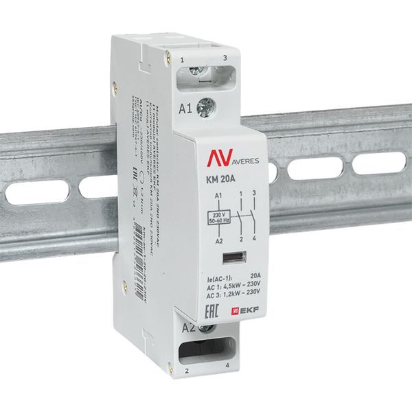 Контактор модульный КМ 20А 2NО 230В AC (1 мод.) AVERES EKF km-av-1-20-20-230V