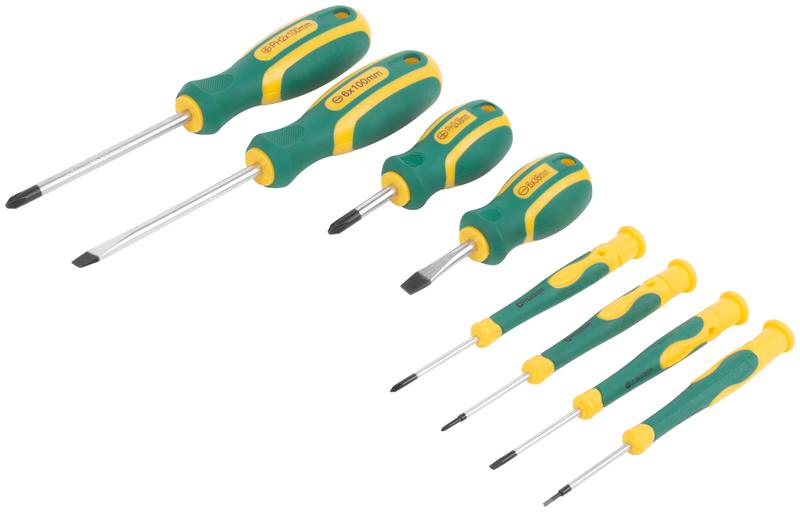 Набор отверток "Контур" CrV сталь прорезиненные ручки 4шт+Набор отверток для точных работ 4шт блистер набор 8шт FIT 56038